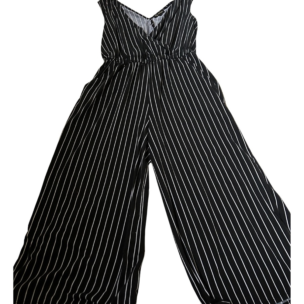 Black and White Striped Jumpsuit